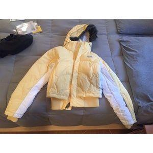 North Face Prodigy 600 down winter coat with hood - light yellow